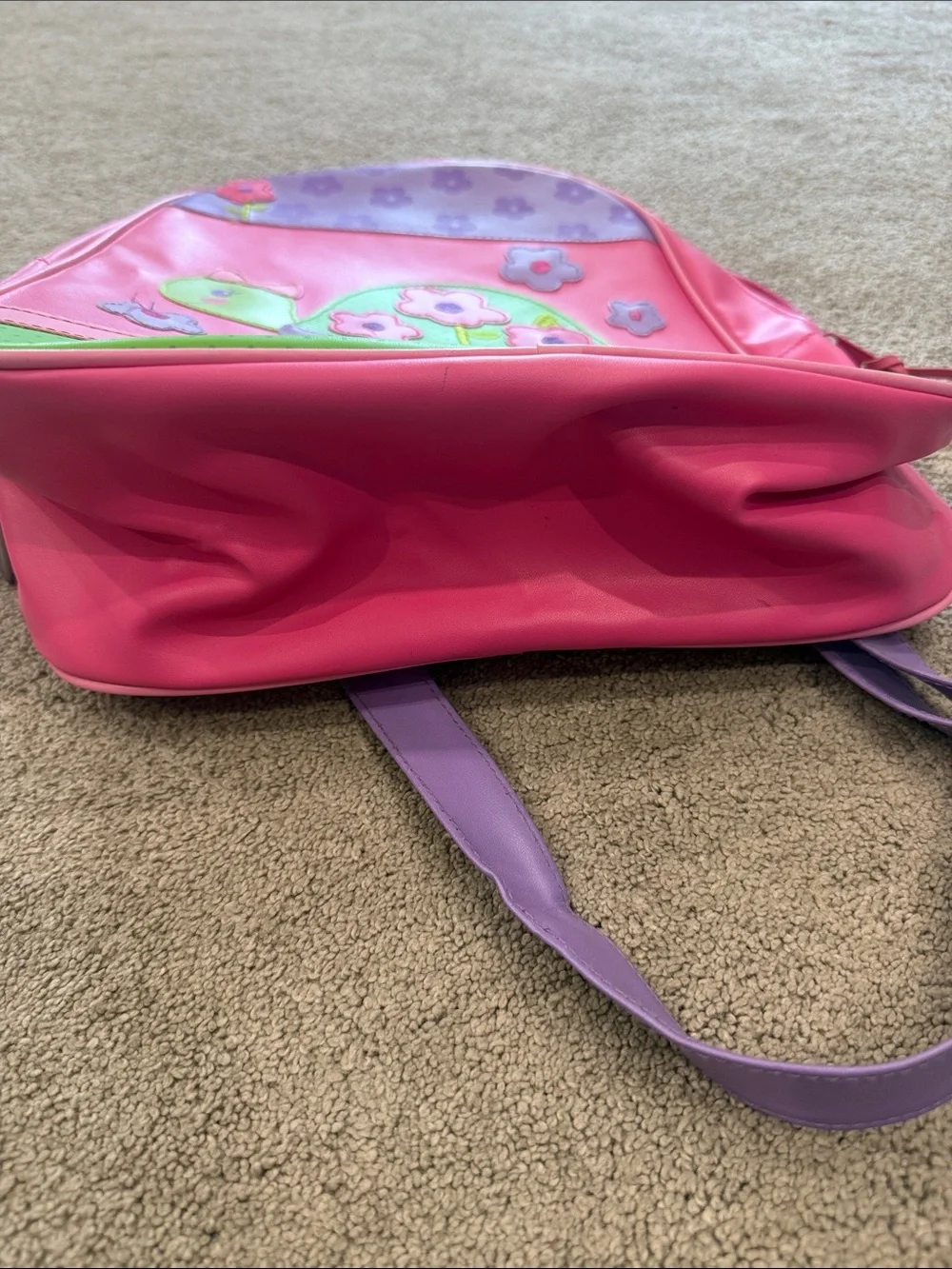 Girls Pink Turtle Backpack with Green & Purple Accents